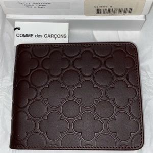 COMME DES GARCONS BROWN LEATHER CLOVER CARDHOLDER ZIP AROUND WALLET